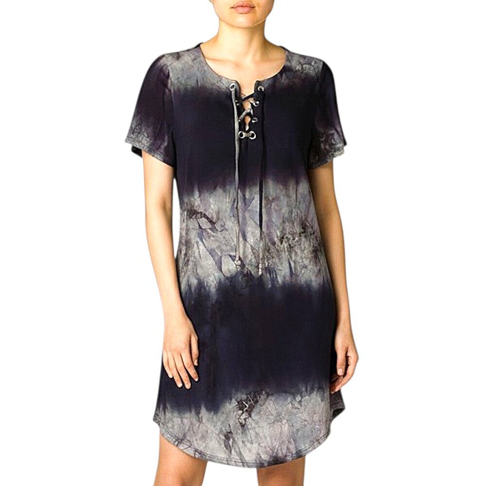 Heart & Hips Batik Lace-up Shift Dress Goth/Punk/Alt/Indie - L Juniors, S Women